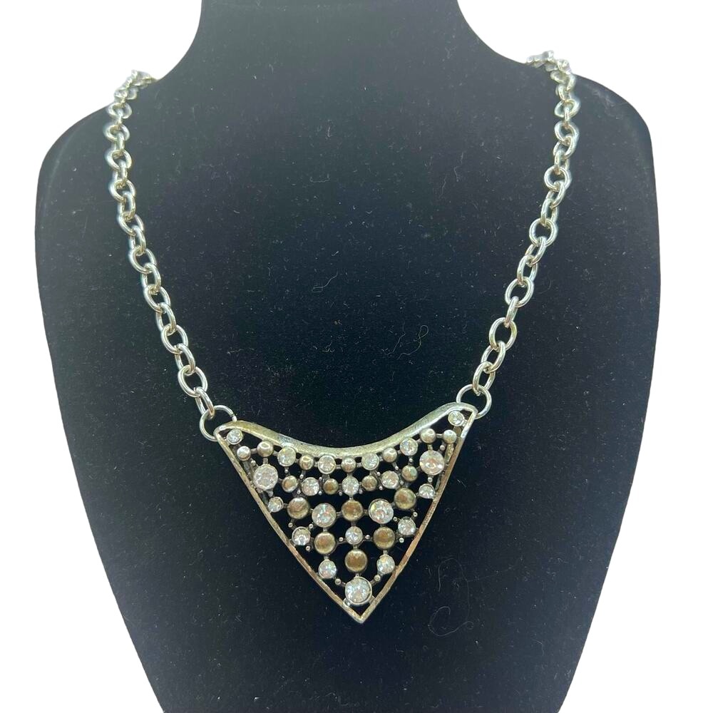 Vintage Necklace 90s Chunky Rhinestone Bib Gothic Statement 18” Indie Sleaze